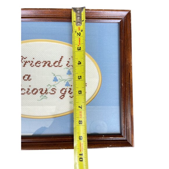 Handmade Cross-Stitch Wall Art A Friend Is A Precious Gift Wood Frame Mat Glass - Picture 4 of 7